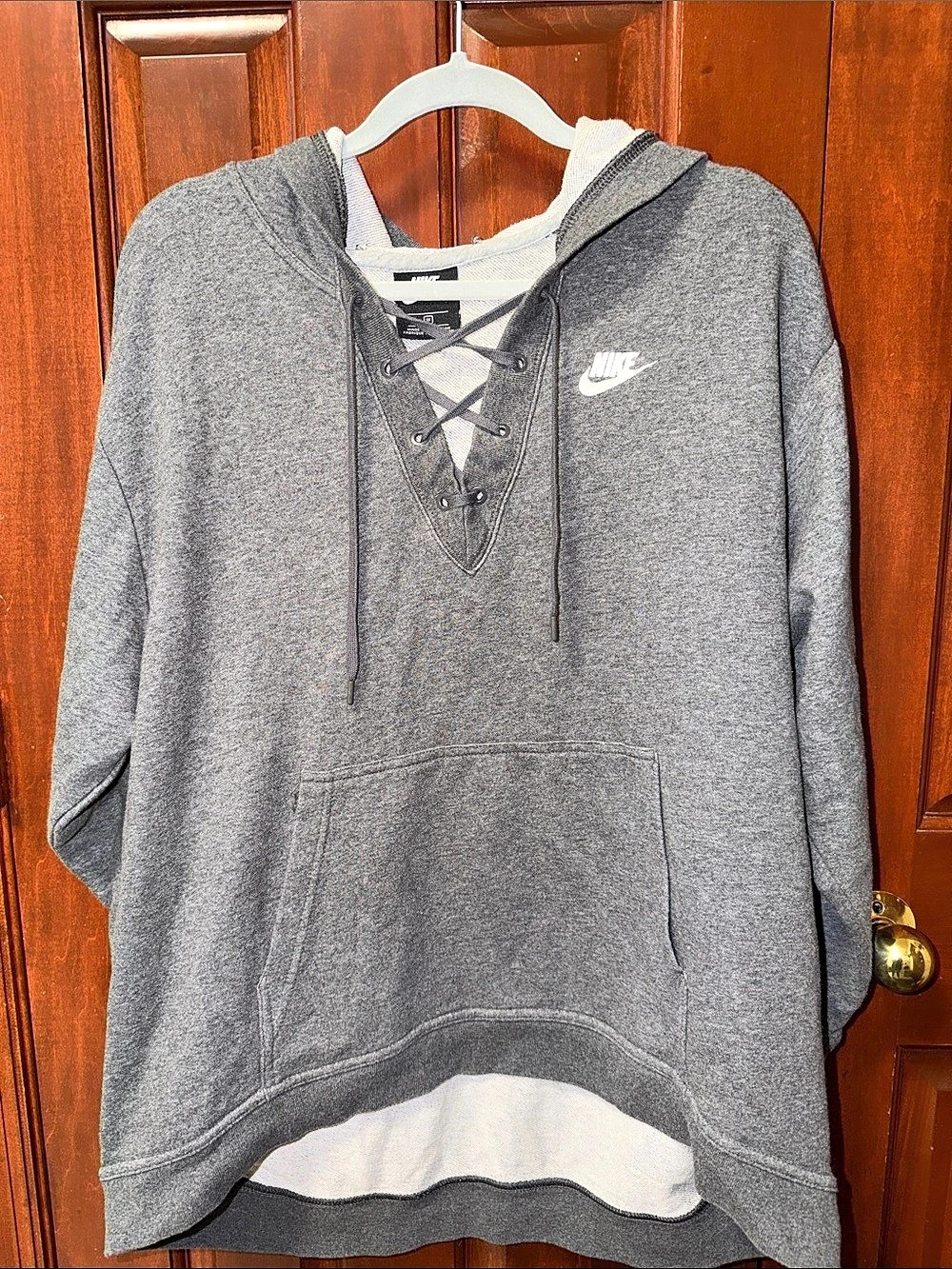 Nike Gray Lace-Up Hoodie Like New